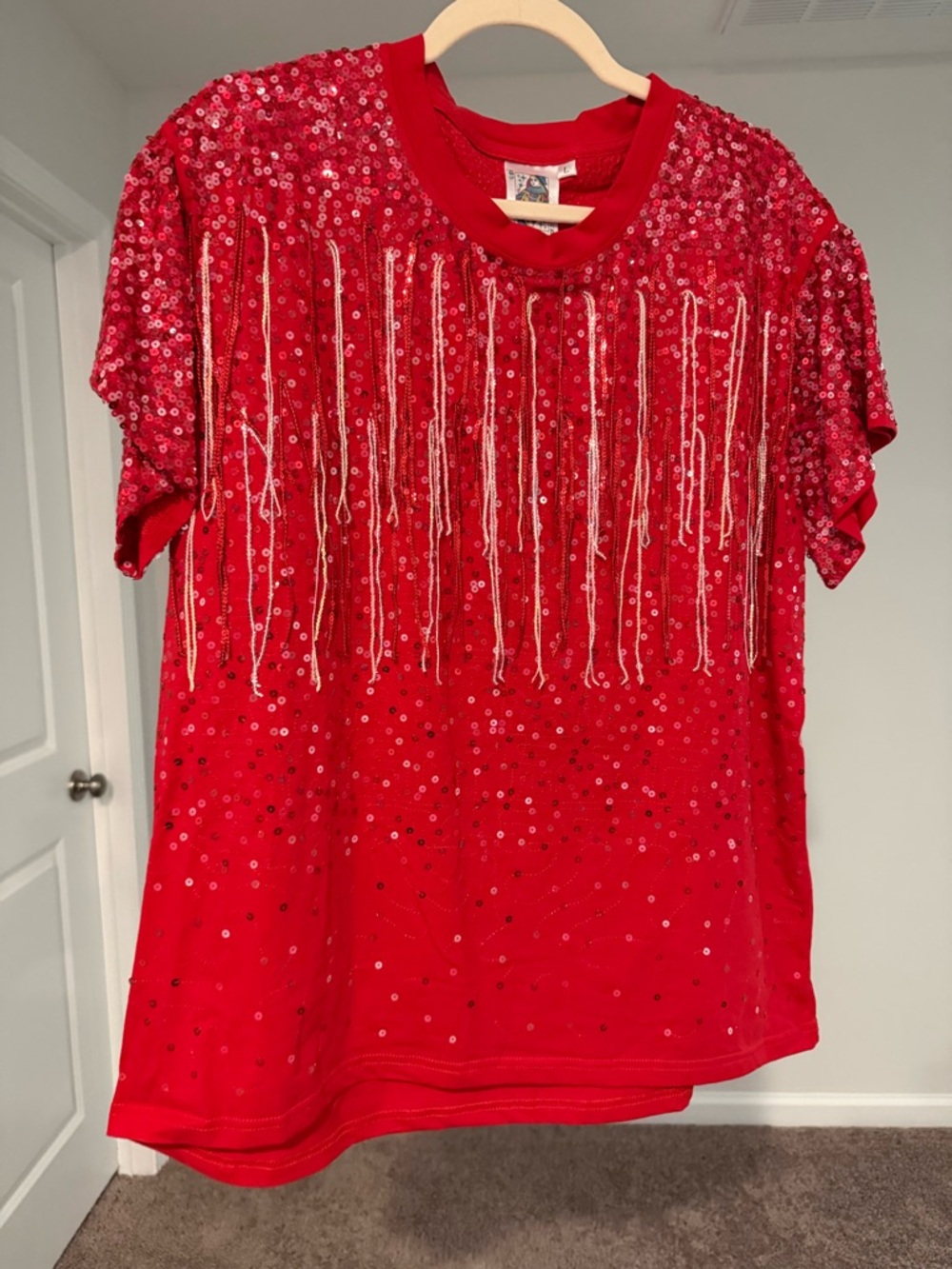 QOS Sequin Tassel Shirt